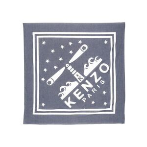 KENZO Paris Graphic Bandana Scarf Men BLUE Scarves